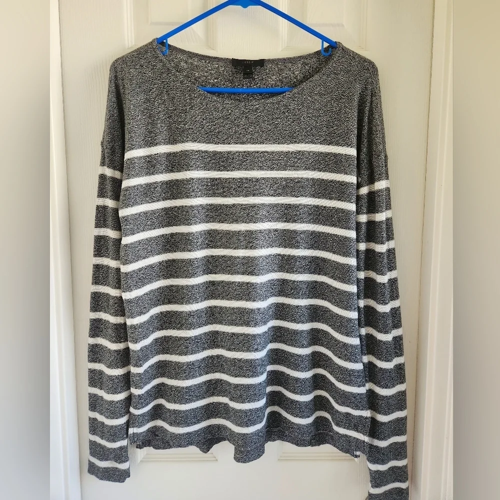 J Crew Womens Size XS Oversized Striped Long‎ Sleeve Pullover Knit Sweater